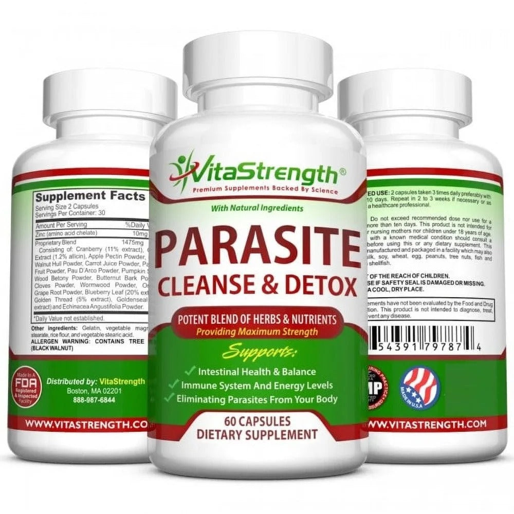 Intestinal Detox Capsules – Black Walnut, Wormwood & Herbal Blend for Parasite & Worm Cleanse, 60 Count