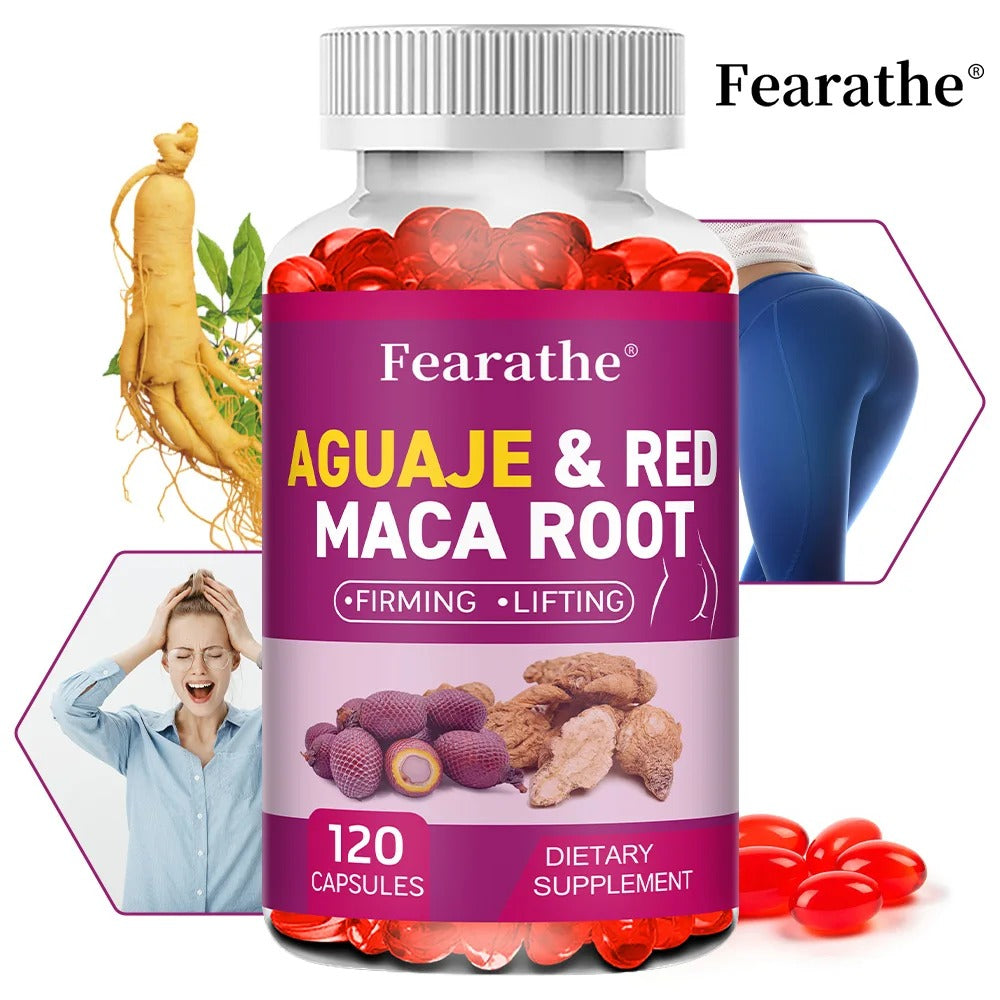 Organic Aguaje & Red Maca Root Capsules – Supports Natural Curves, Firmness & Immune Health, 120 Count