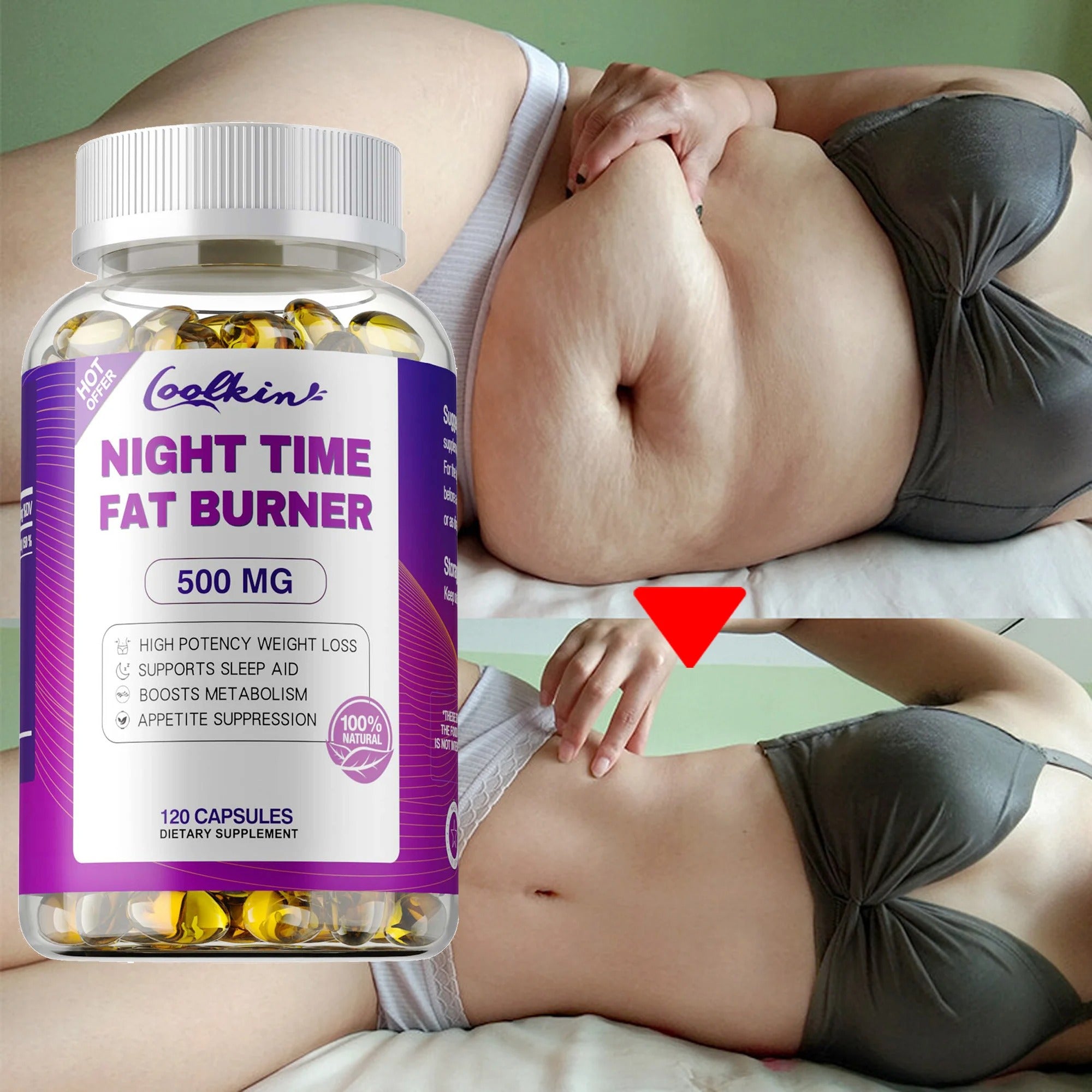 Nighttime Metabolism Capsules – Weight Management, Fat Burning & Metabolic Support, 120 Count