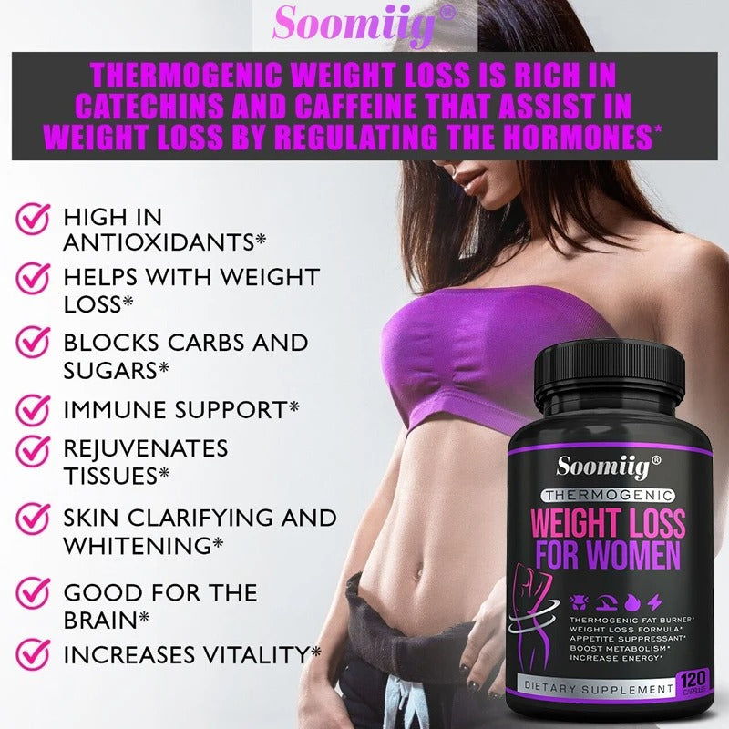 Thermogenic Fat Burner – Natural Appetite Suppressant, Metabolism & Weight Management Support, 120 Capsules