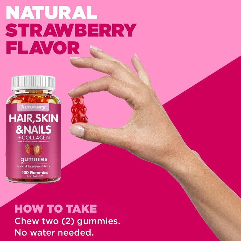 Natural Biotin Gummies Hair Skin Nails Collagen Antioxidant 100 Gummies