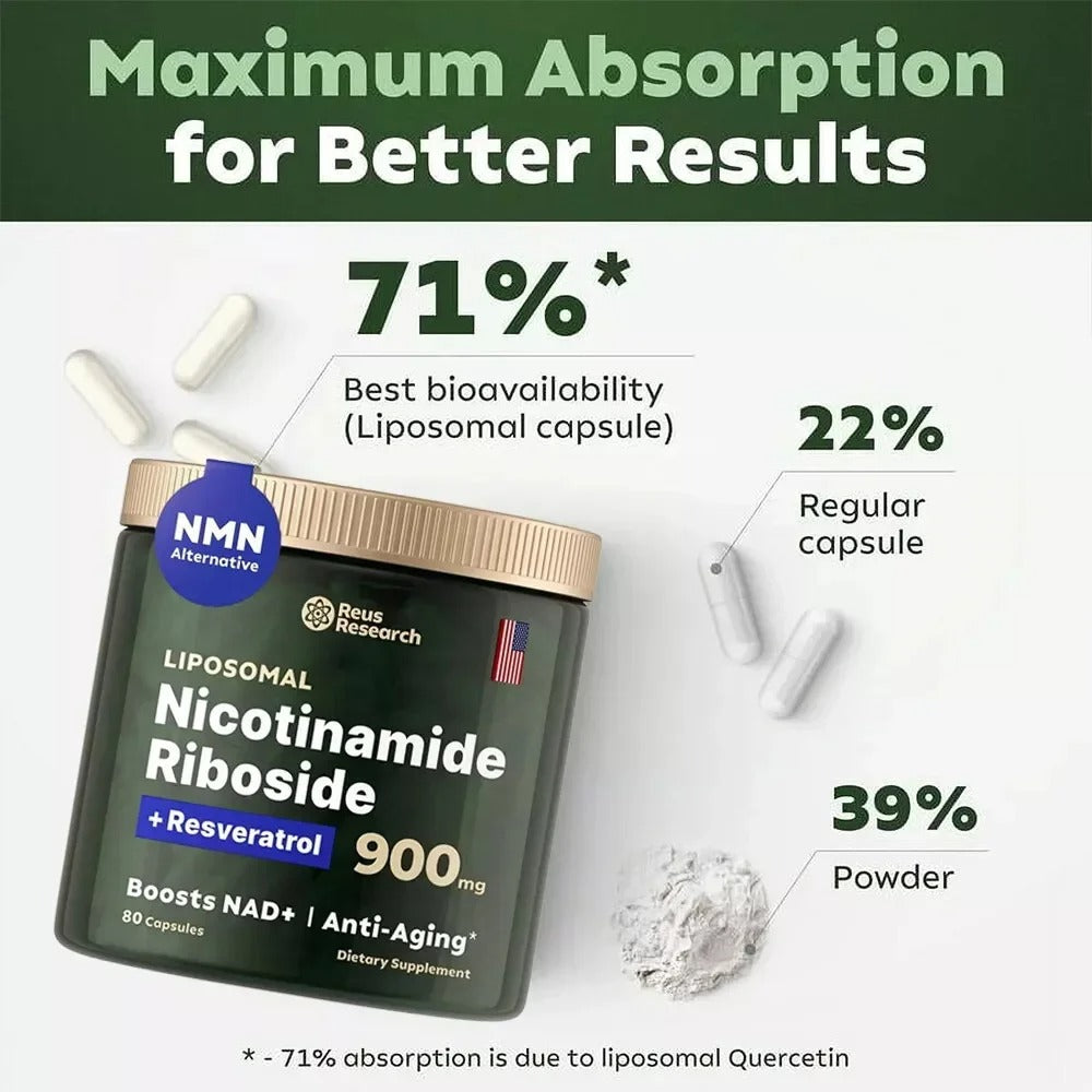 NAD+ Booster 900mg Anti-Aging Supplement with Nicotinamide Riboside