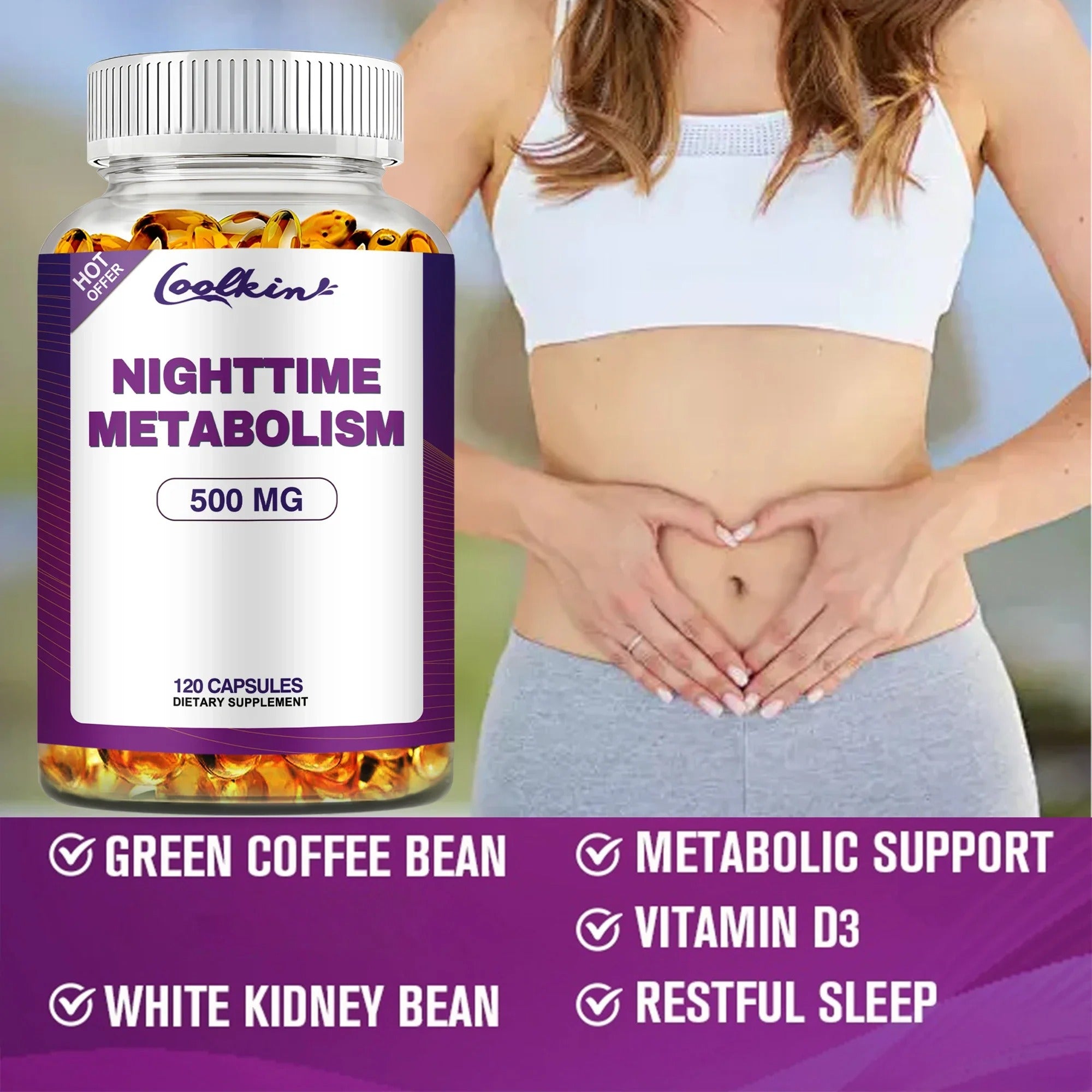 Nighttime Metabolism Capsules – Weight Management, Fat Burning & Metabolic Support, 120 Count