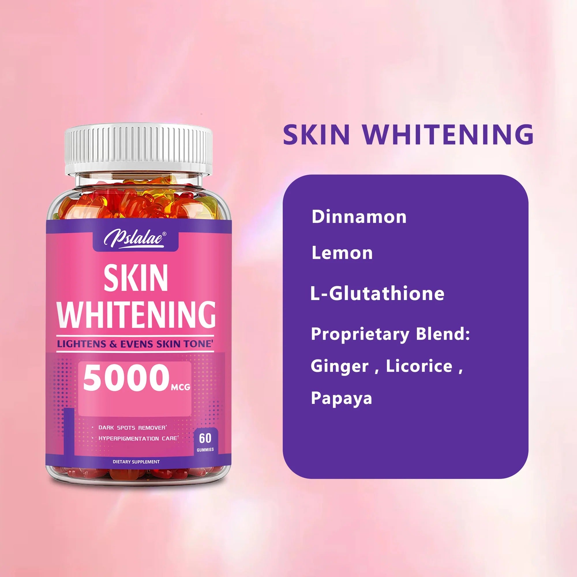 Skin Whitening Brighten Tone Antioxidant Anti Aging 60 Gummies