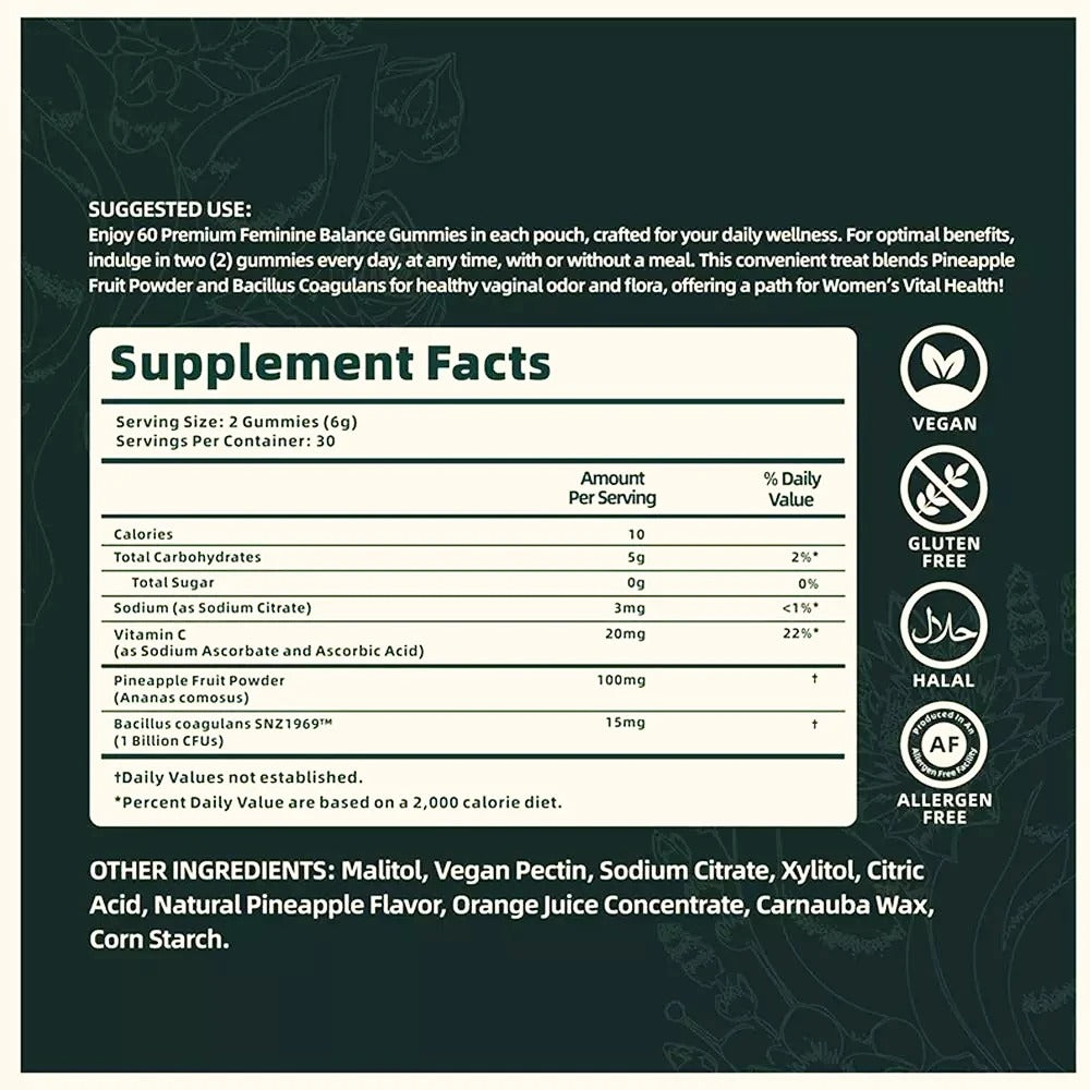 Vital Source Feminine Balance Gummies Hawaiian Pineapple