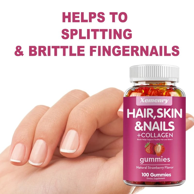 Natural Biotin Gummies Hair Skin Nails Collagen Antioxidant 100 Gummies
