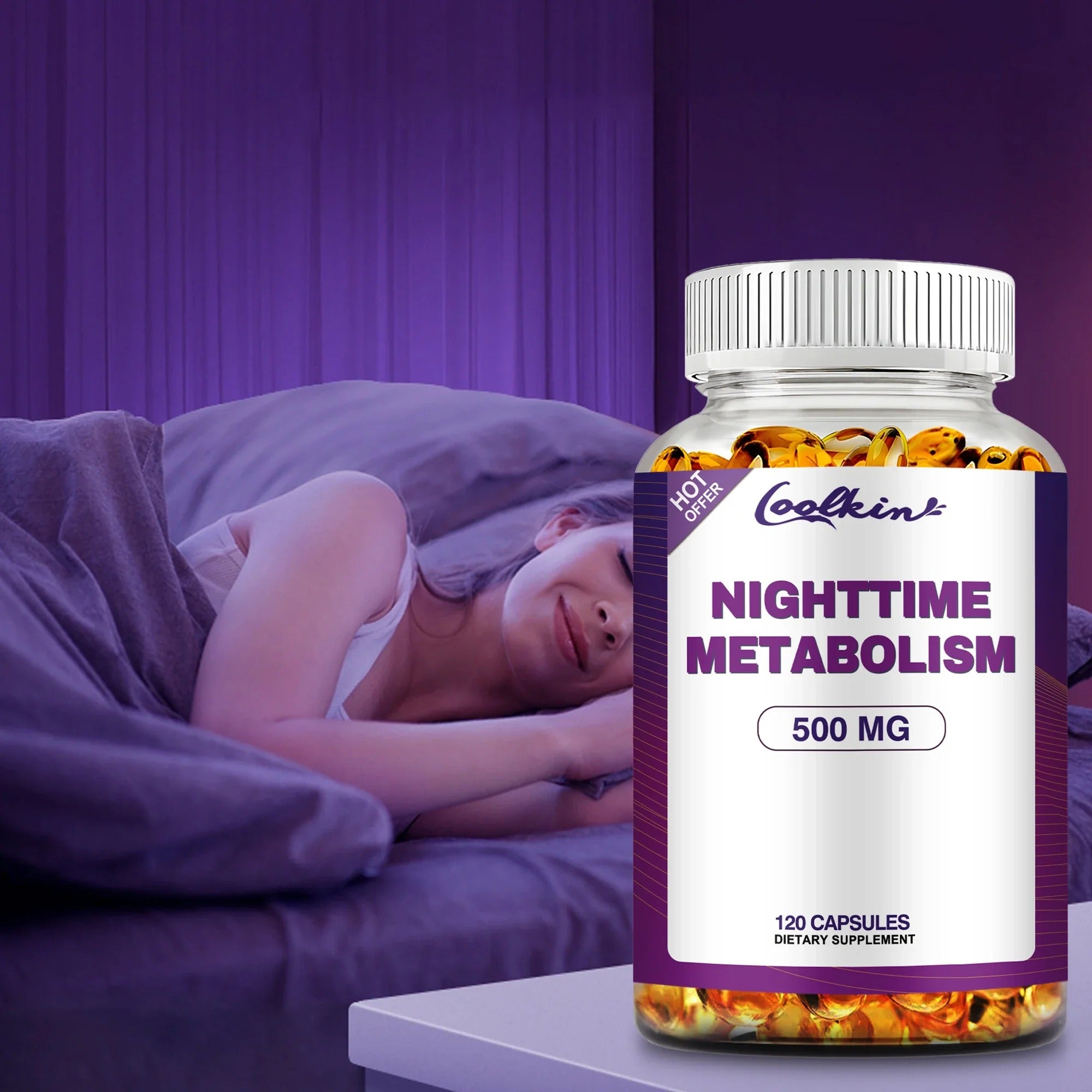 Nighttime Metabolism Capsules – Weight Management, Fat Burning & Metabolic Support, 120 Count