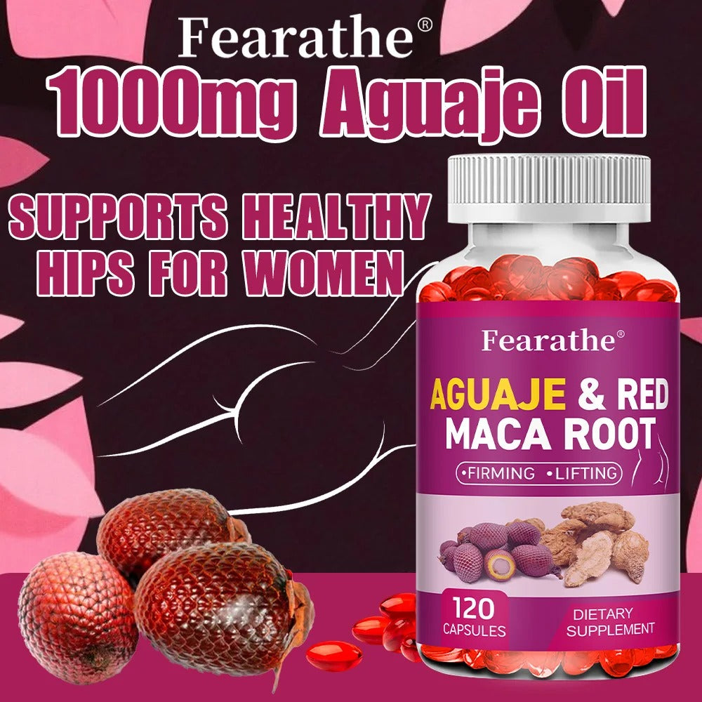 Organic Aguaje & Red Maca Root Capsules – Supports Natural Curves, Firmness & Immune Health, 120 Count