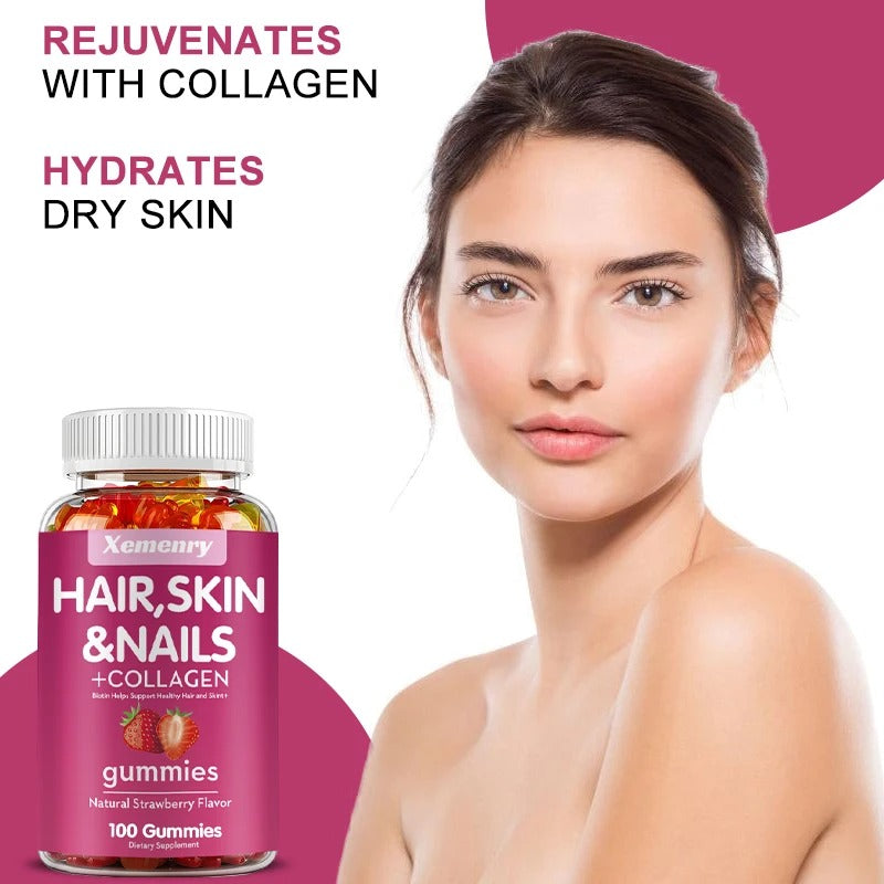 Natural Biotin Gummies Hair Skin Nails Collagen Antioxidant 100 Gummies