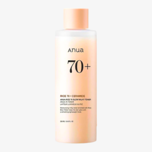 anua rice 70 glow milky toner with 70% rice water & ceramide